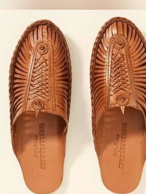 Anthropologie × Matisse Woven Leather Slides, Size 10